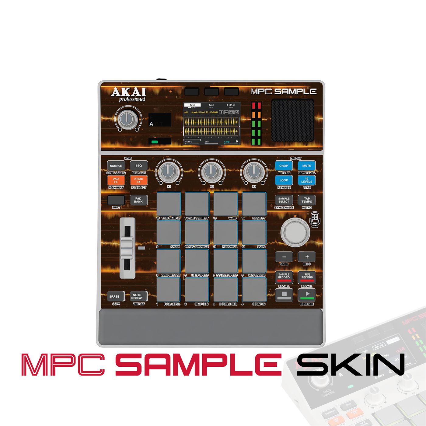 Amber Soundwave vinyl skin for Akai MPC Sample
