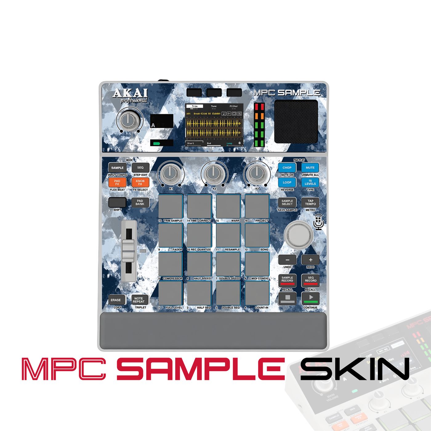 Arctic Digital Camo vinyl skin for Akai MPC Sample