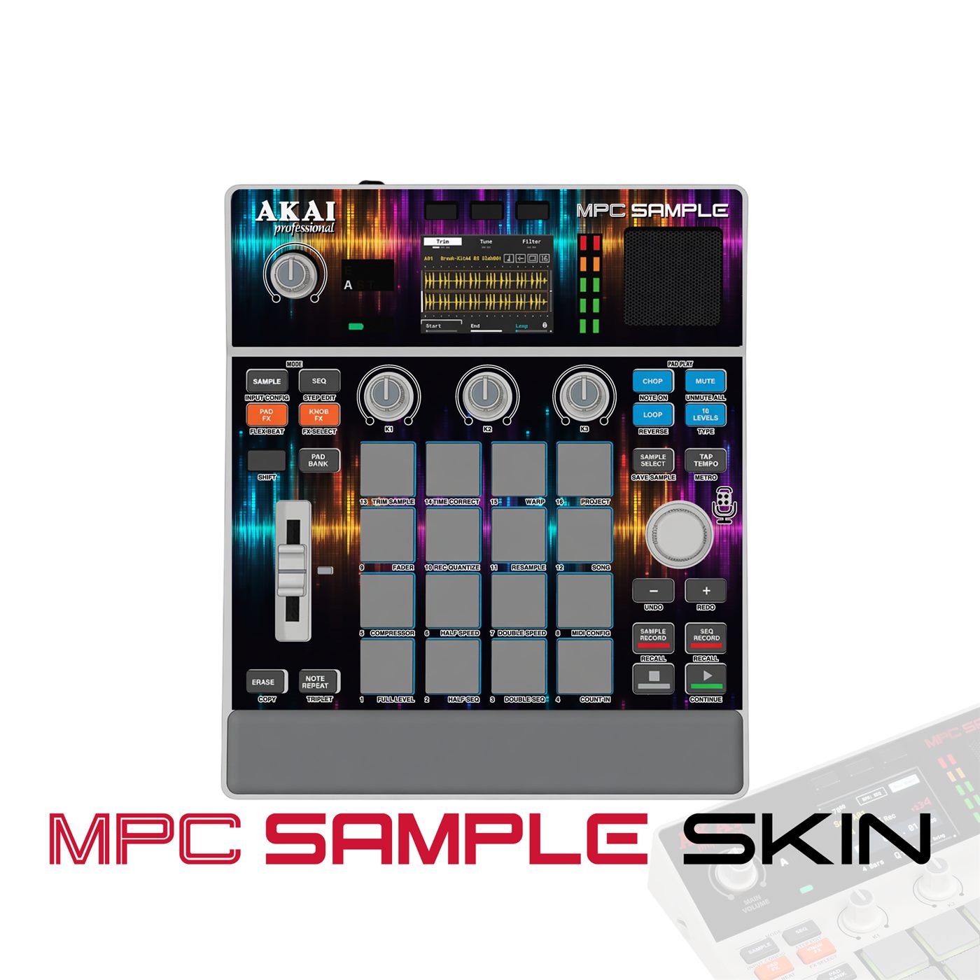 Audio Wave Glow vinyl skin for Akai MPC Sample