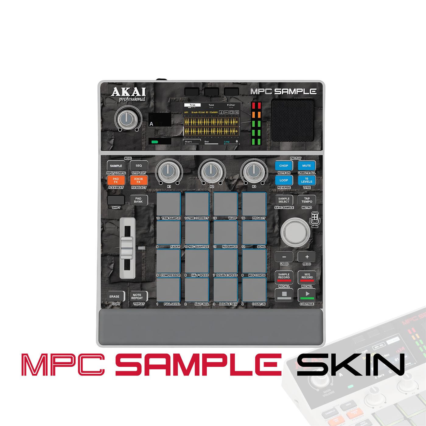 Black Red Circuit vinyl skin for Akai MPC Sample