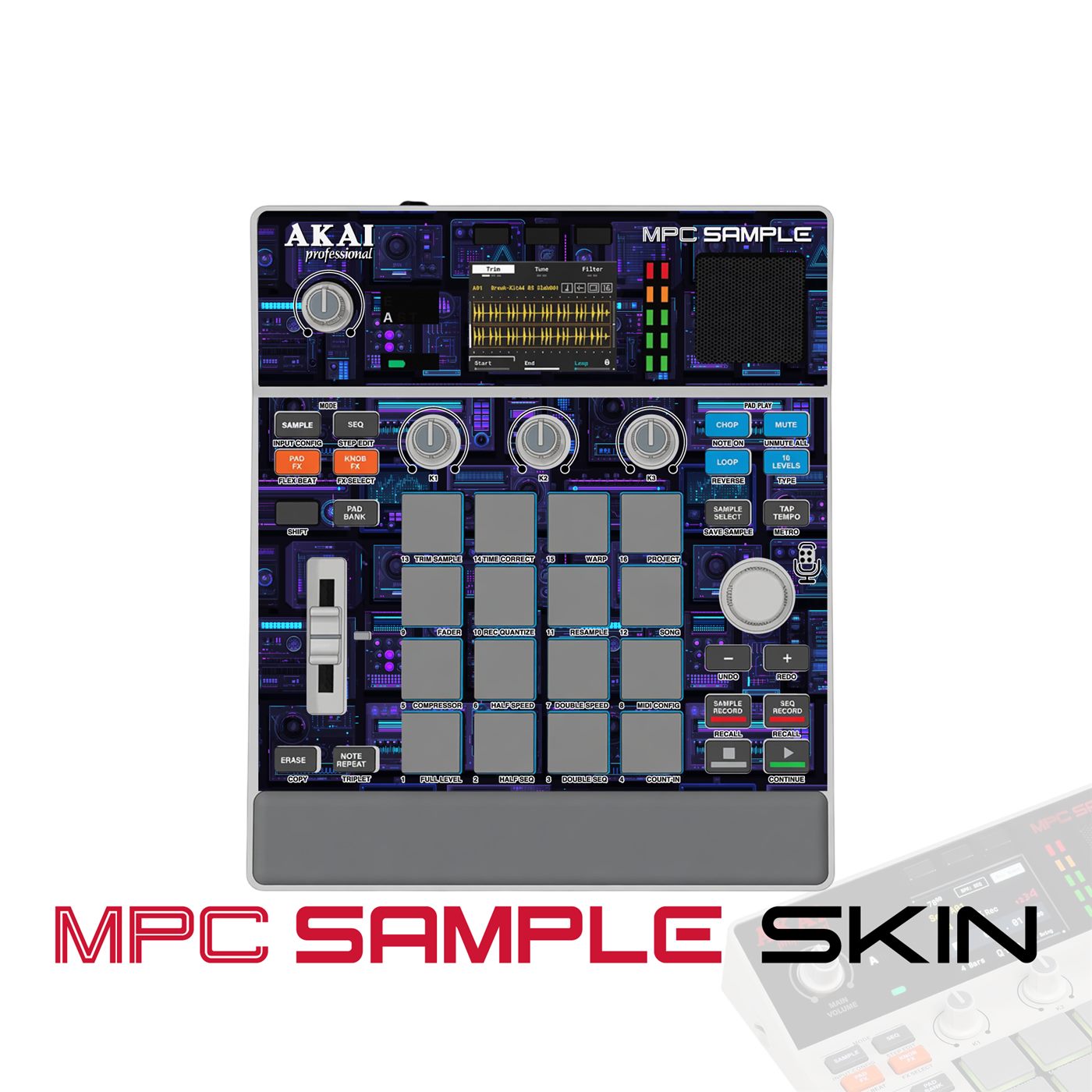 Blue Circuit vinyl skin for Akai MPC Sample