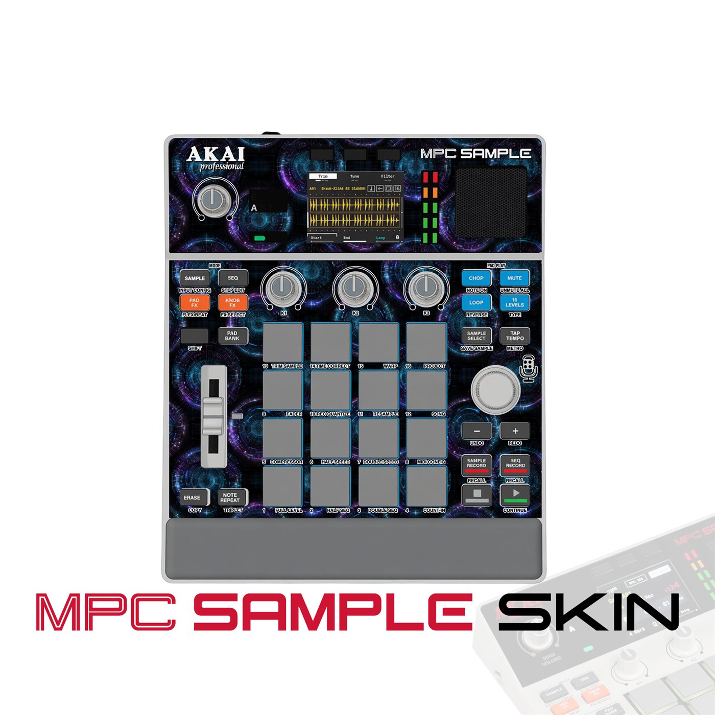 Blue Phantom vinyl skin for Akai MPC Sample
