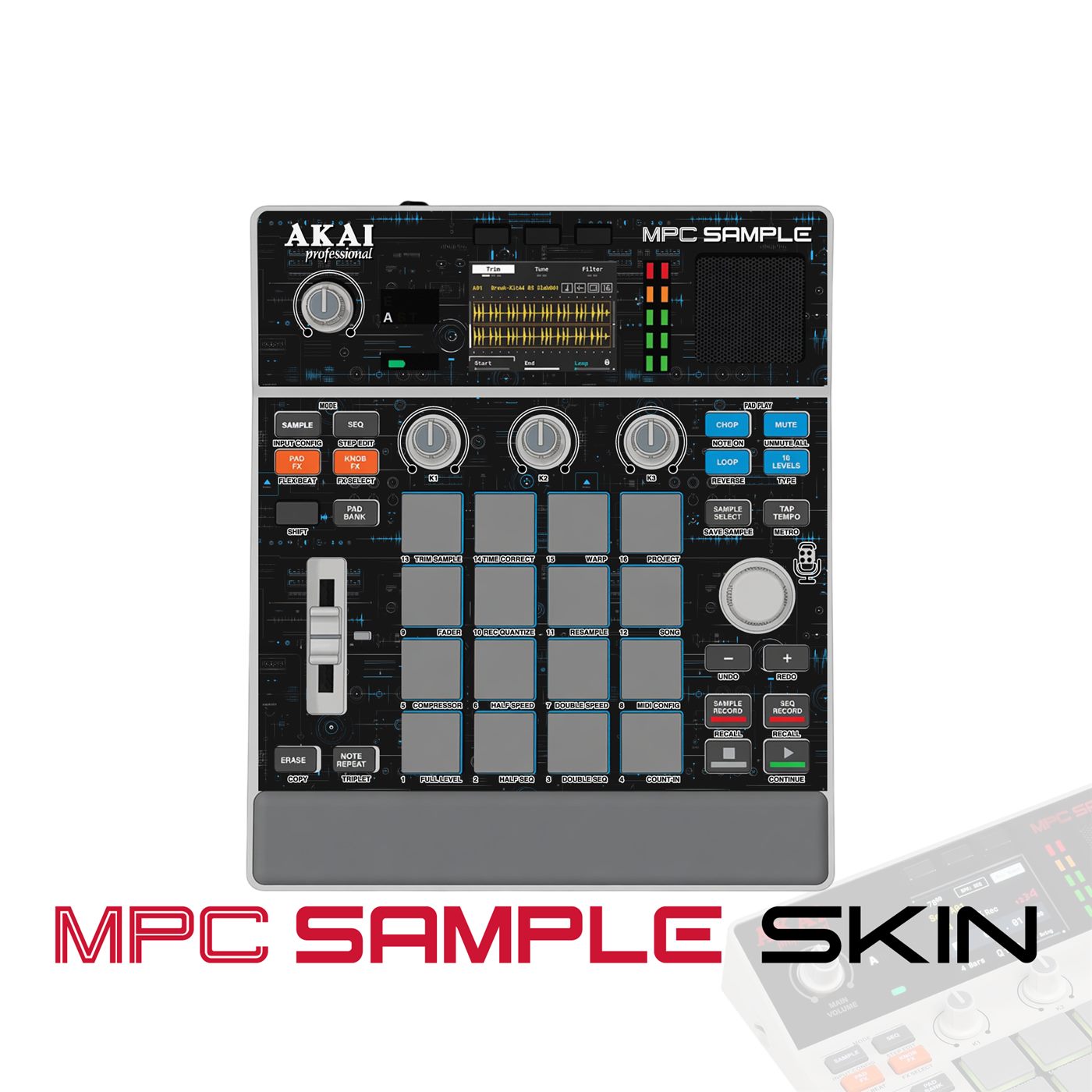 Blue Spark vinyl skin for Akai MPC Sample