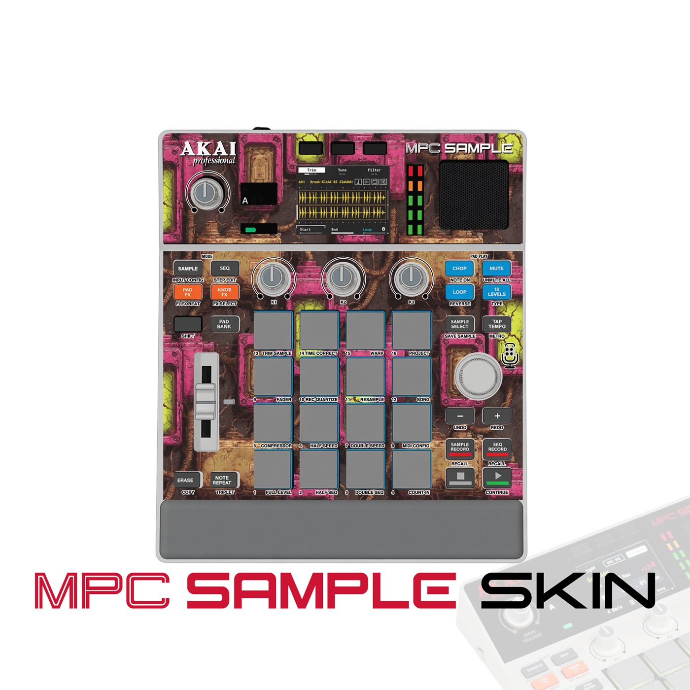 chrome bloom vinyl skin for Akai MPC Sample