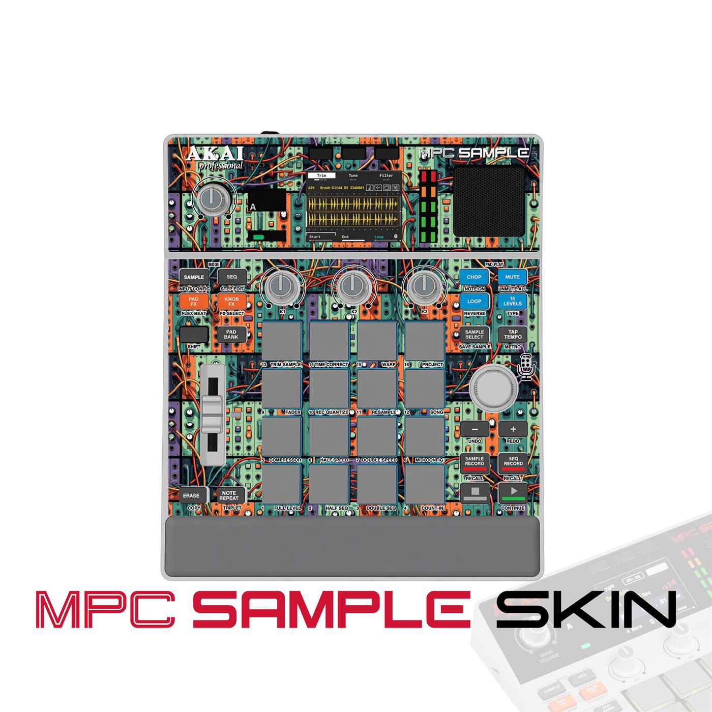 circuit jungle vinyl skin for Akai MPC Sample