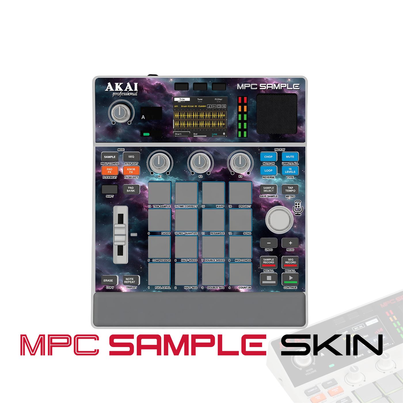 Cosmic Nebula Fade vinyl skin for Akai MPC Sample