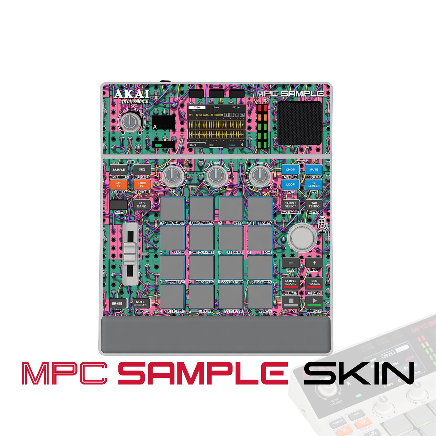 cotton candy circuitry vinyl skin for Akai MPC Sample