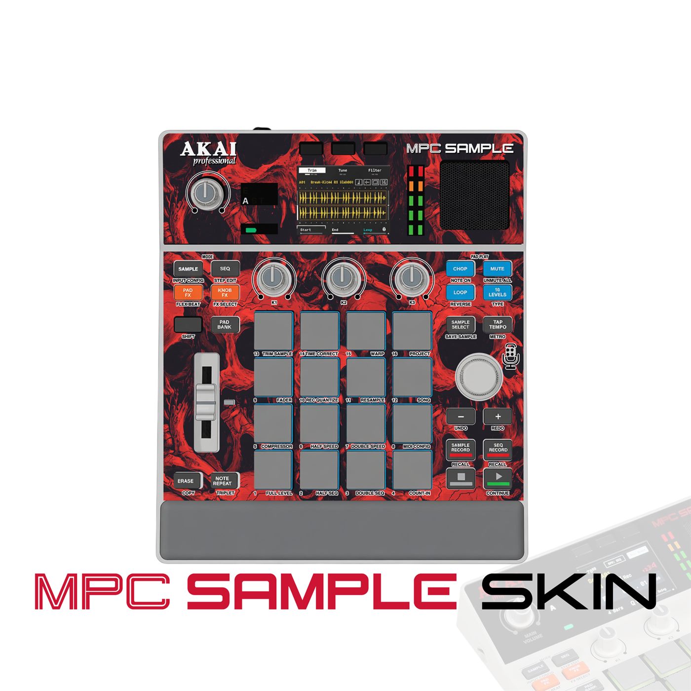 Crimson Smoke Flow vinyl skin for Akai MPC Sample