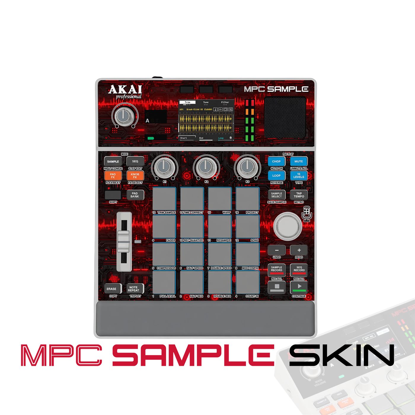 Crimson Surge vinyl skin for Akai MPC Sample
