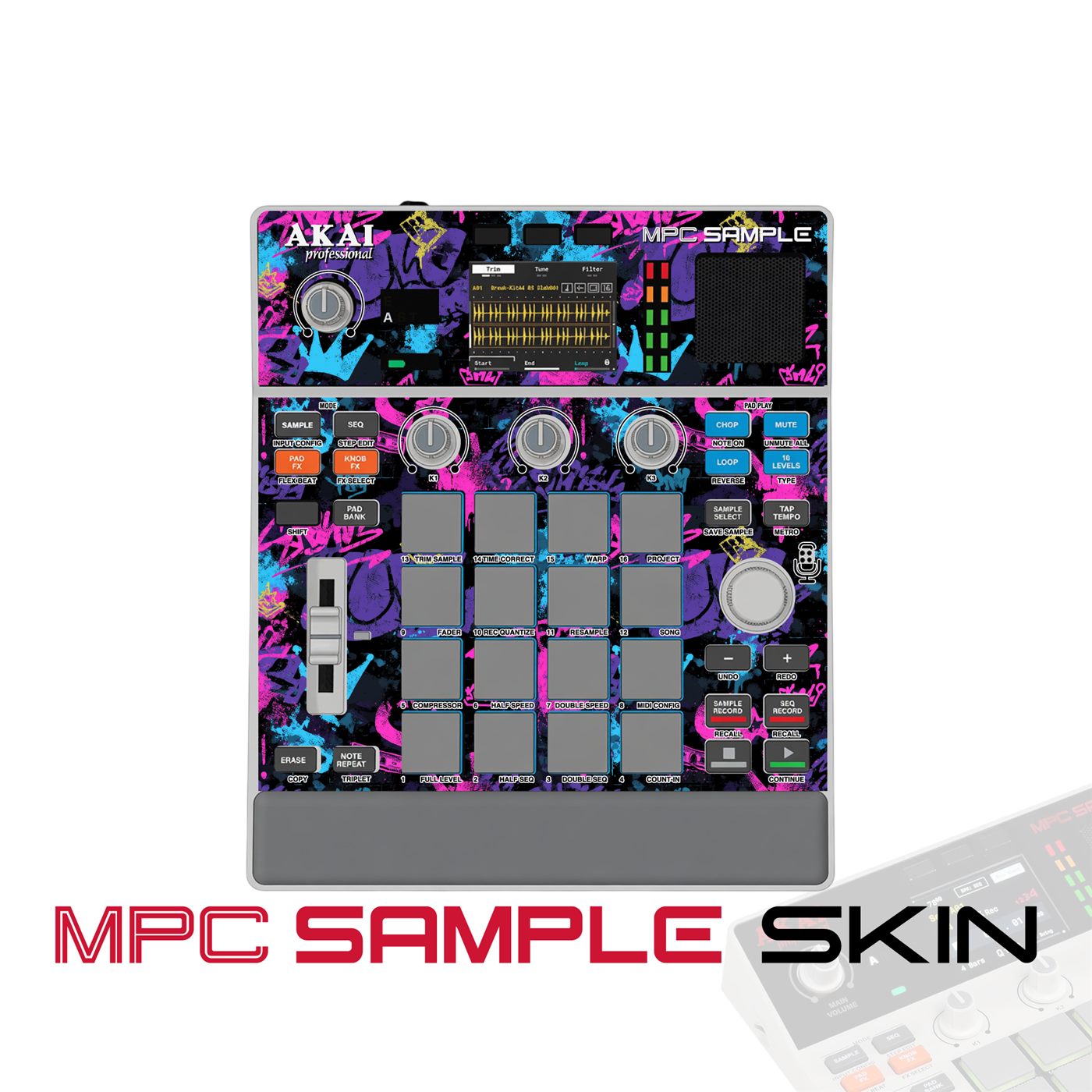 Crown Pop Chaos vinyl skin for Akai MPC Sample
