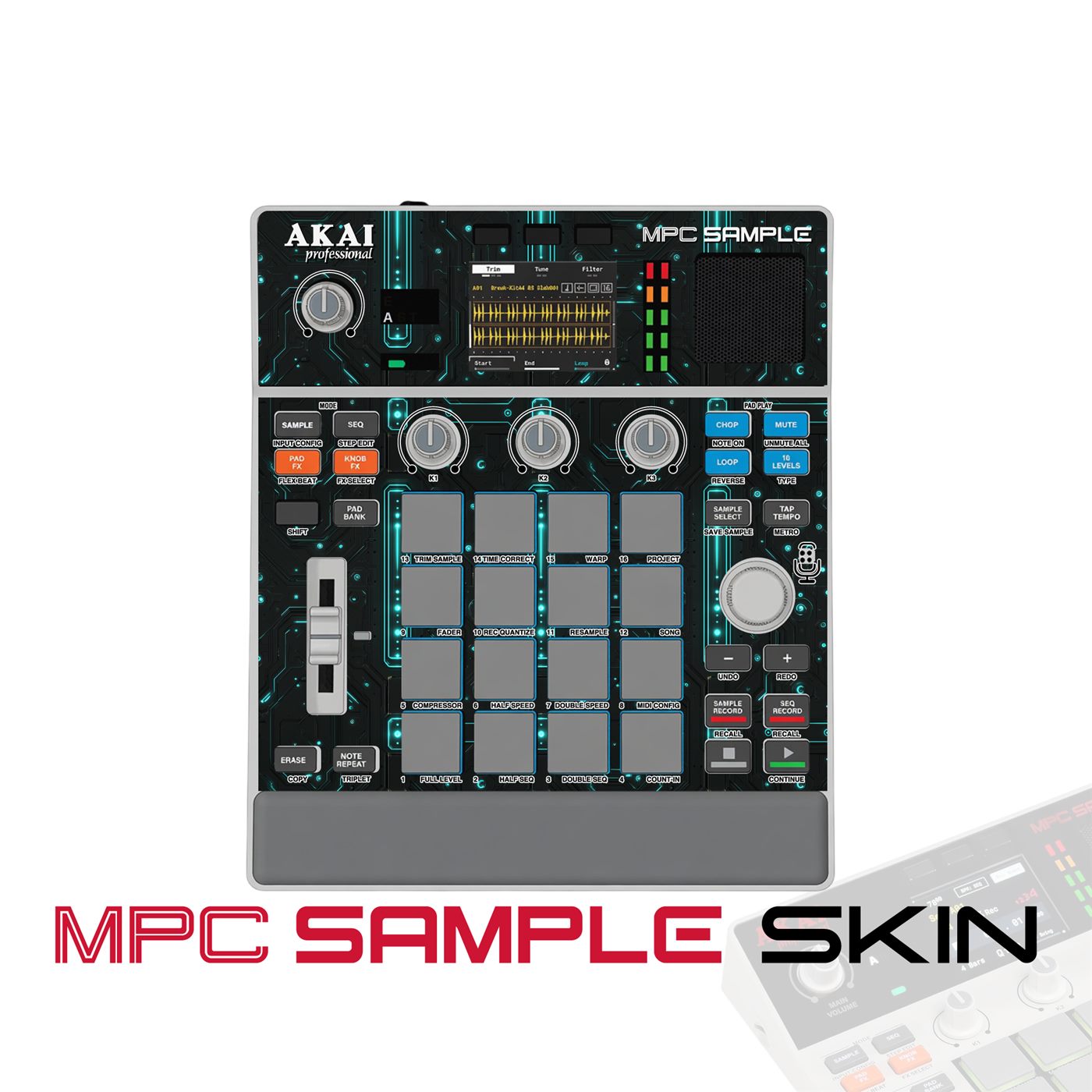 Cyber Green vinyl skin for Akai MPC Sample