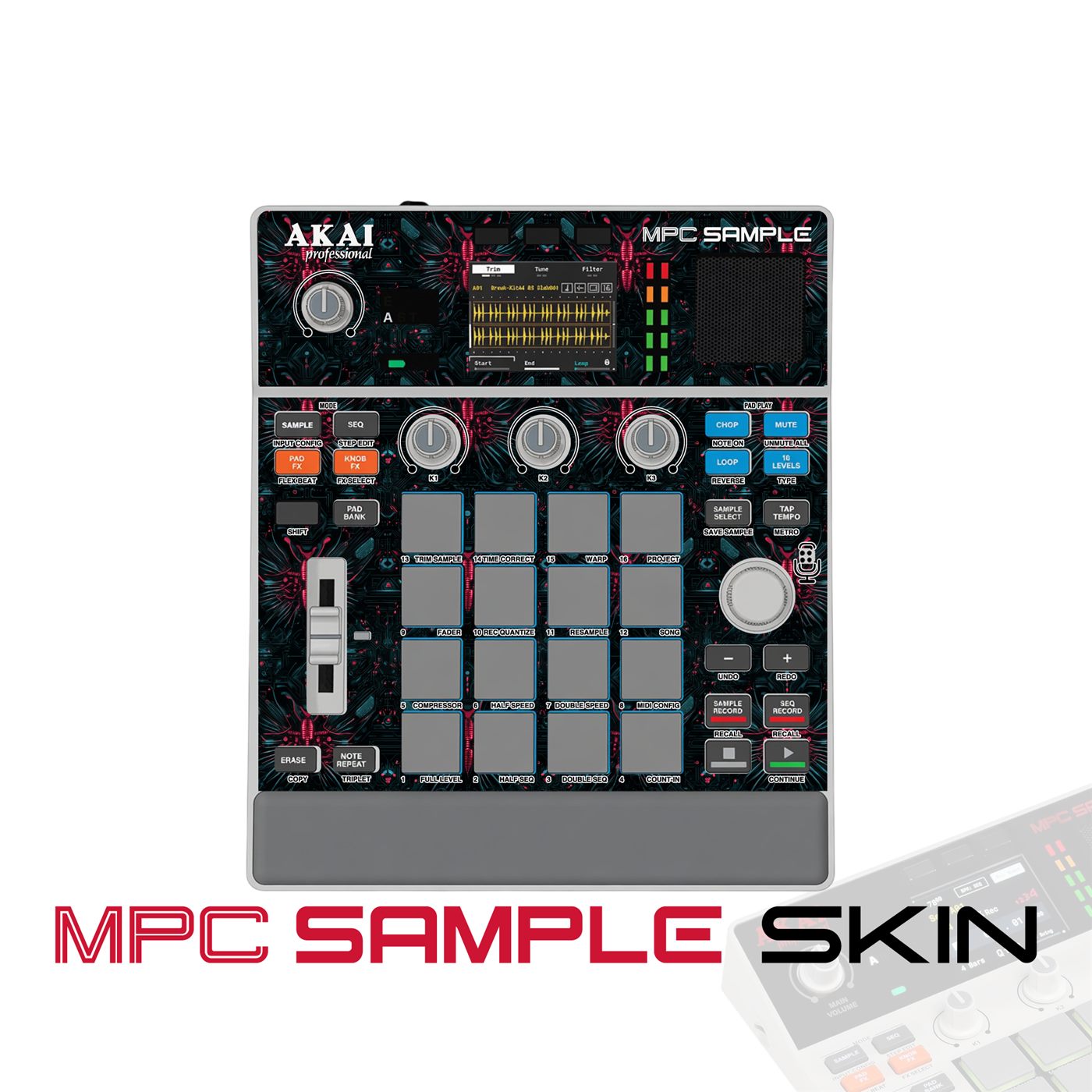 Dark Cyber Mech vinyl skin for Akai MPC Sample