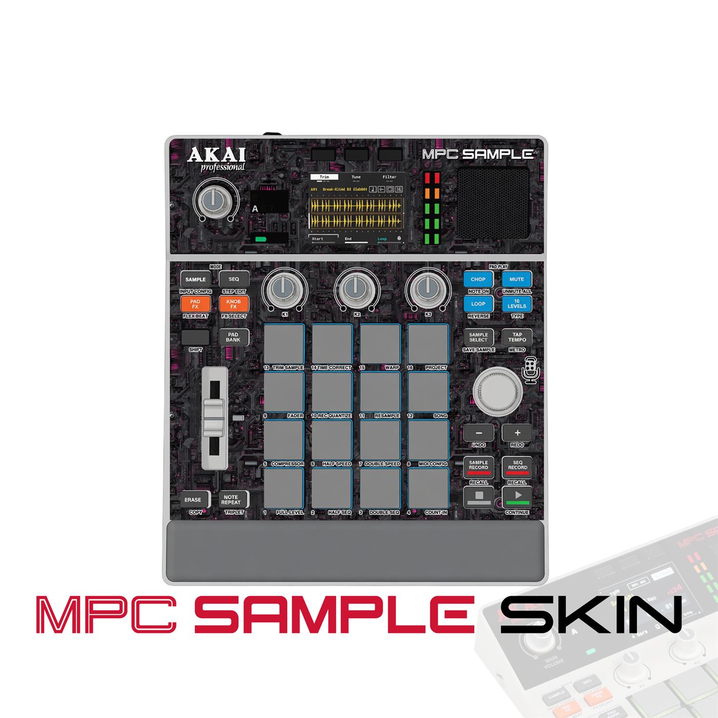 Dark Tech vinyl skin for Akai MPC Sample