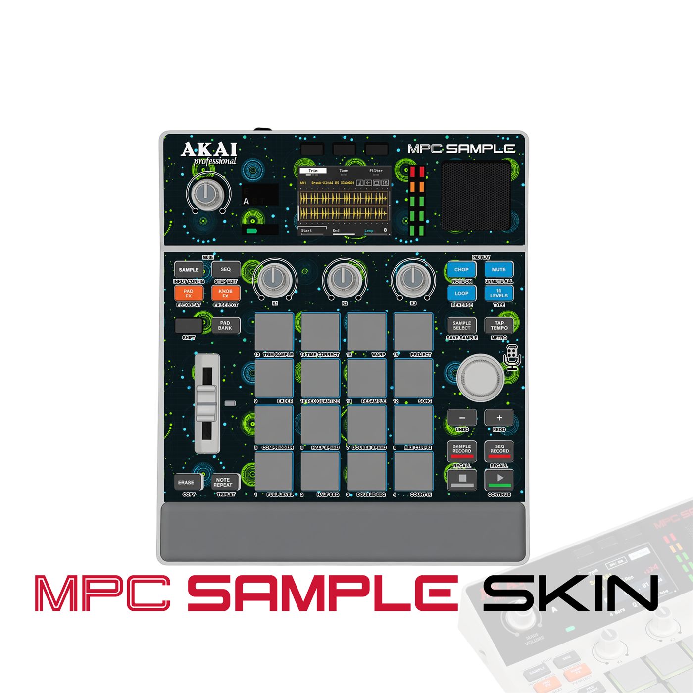 Digital Orbit Dots vinyl skin for Akai MPC Sample