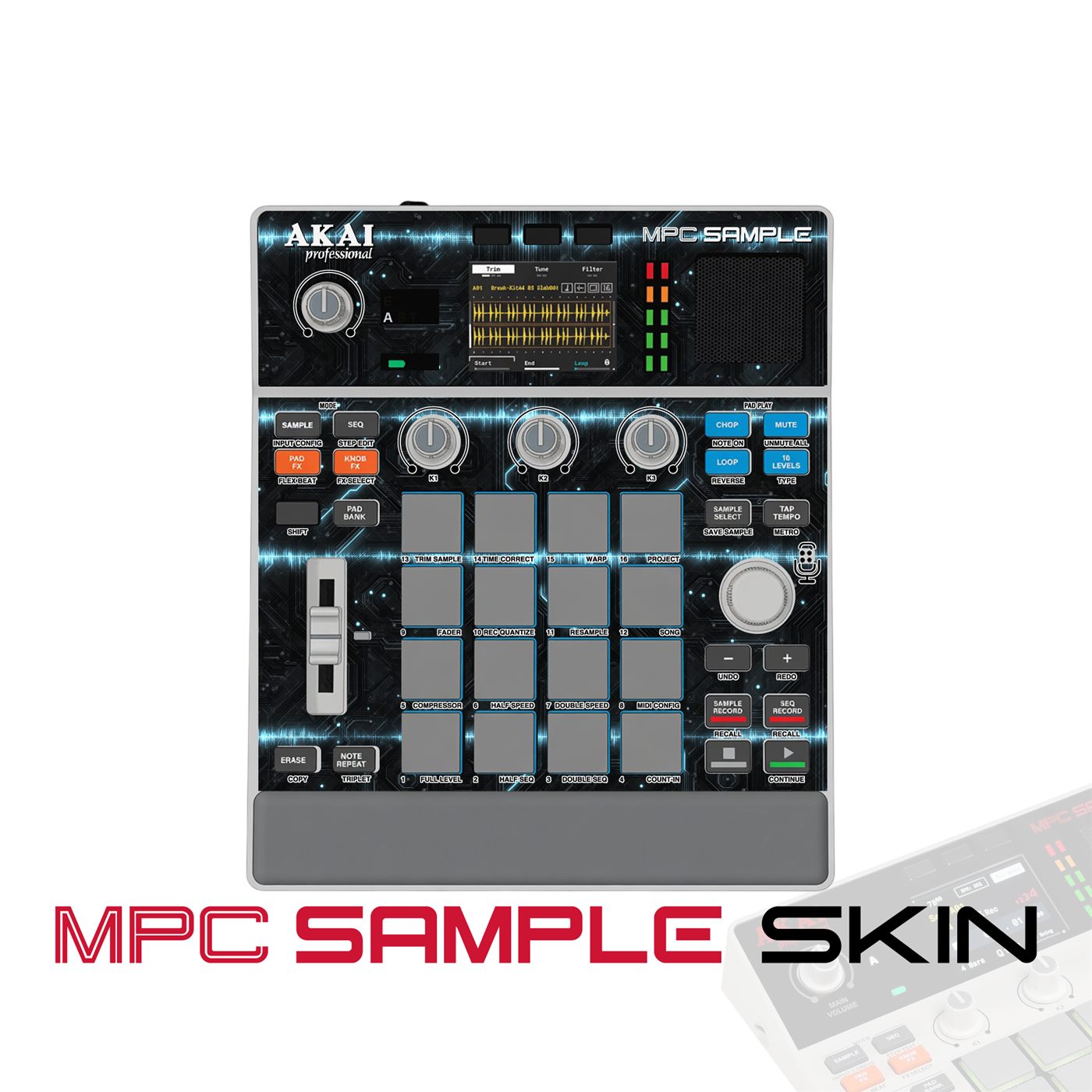 Electric Blue vinyl skin for Akai MPC Sample