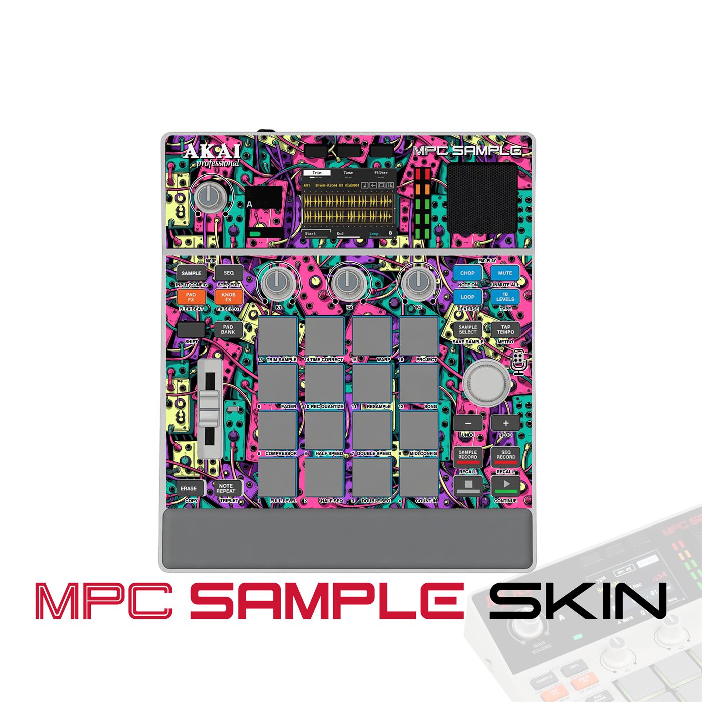 electric carnival vinyl skin for Akai MPC Sample