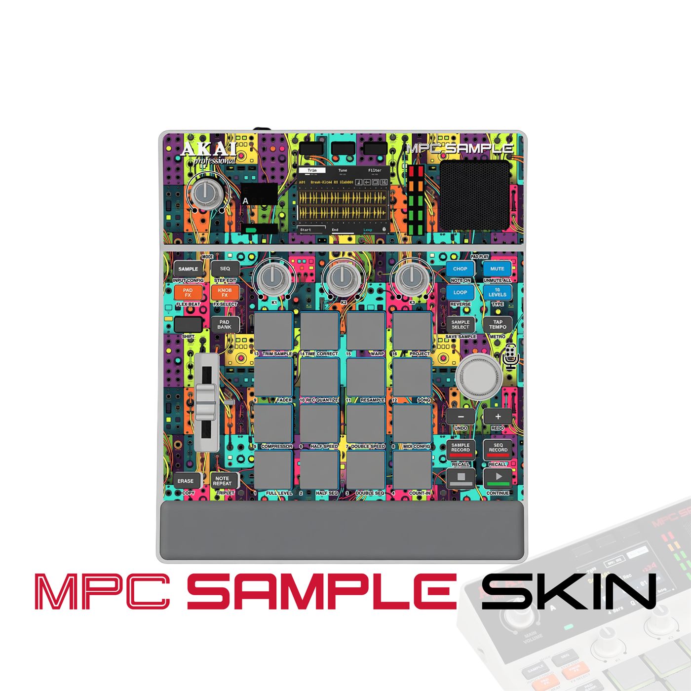 electric carnivalix vinyl skin for Akai MPC Sample