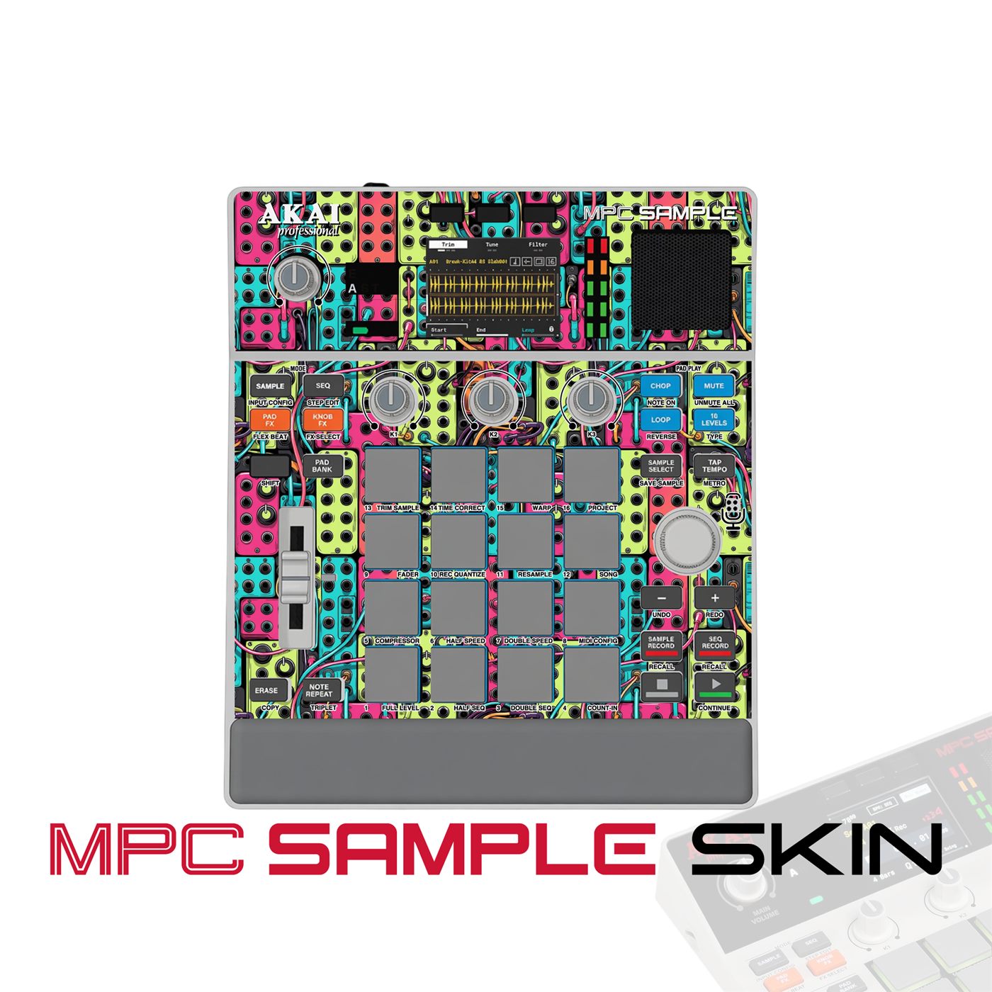 electric neonpunk vinyl skin for Akai MPC Sample