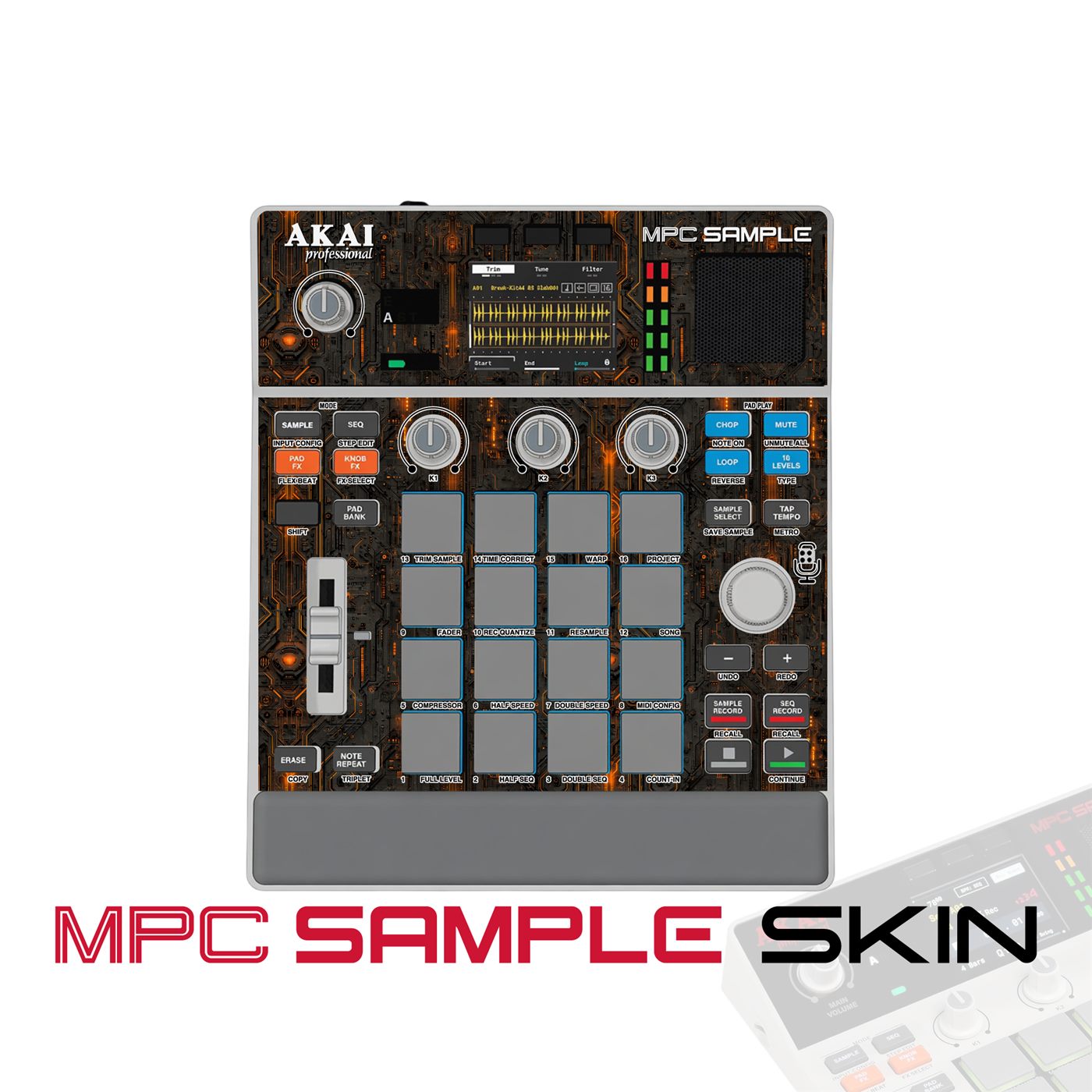 Ember Grid vinyl skin for Akai MPC Sample