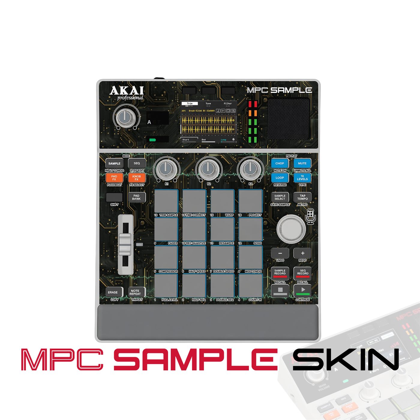 Emerald Circuit vinyl skin for Akai MPC Sample