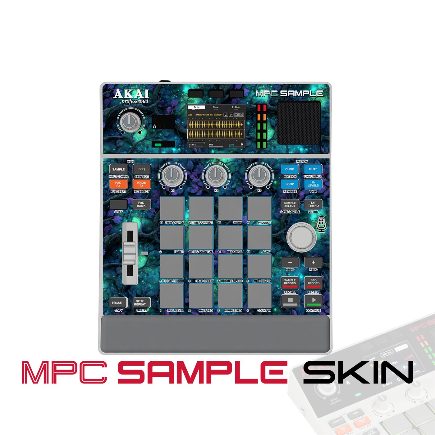 Emerald Magic Garden vinyl skin for Akai MPC Sample