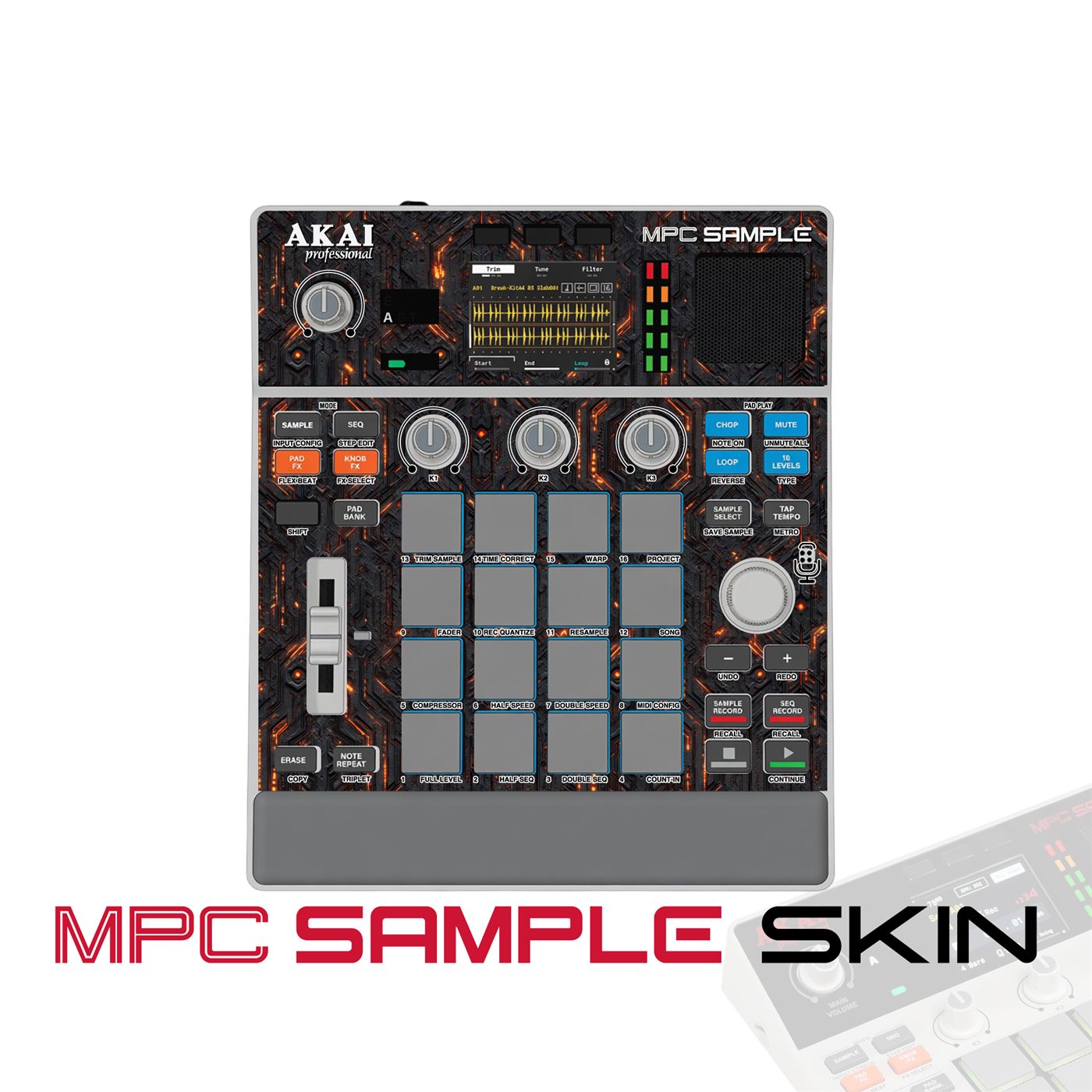 Fracture Neon vinyl skin for Akai MPC Sample