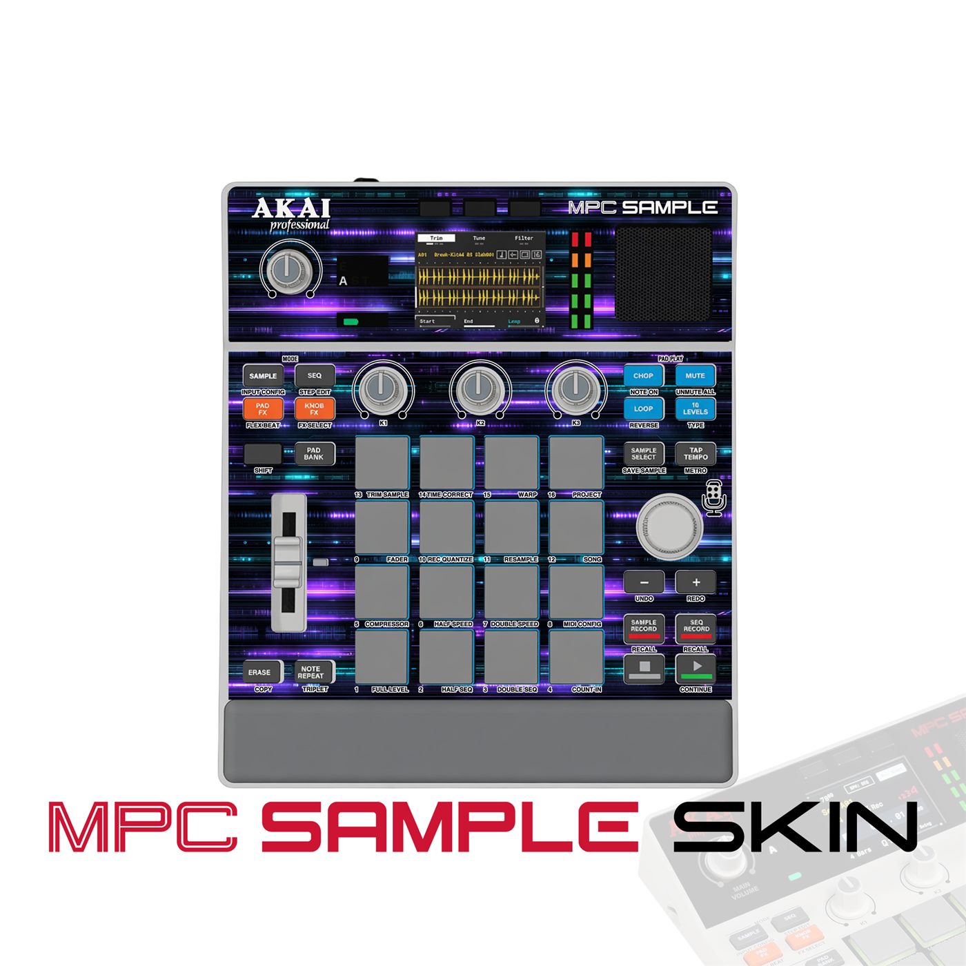 Glitch Lines vinyl skin for Akai MPC Sample