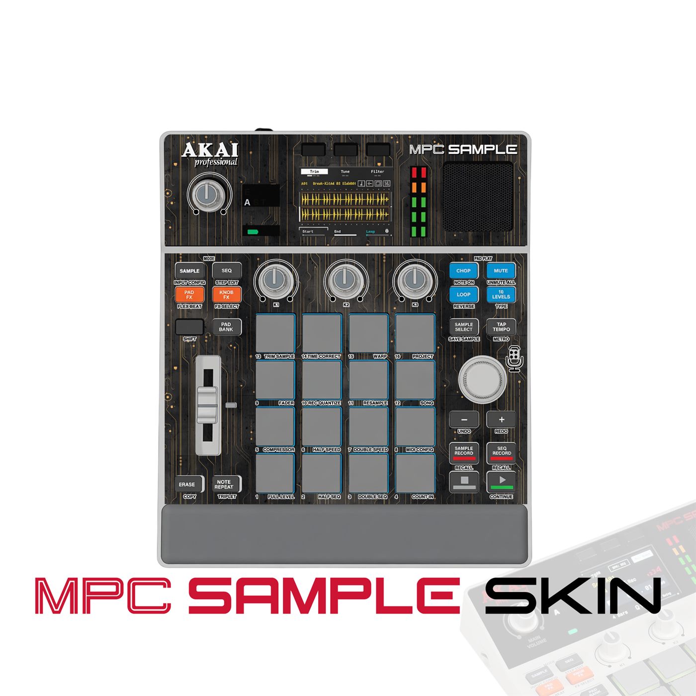 Gold Dot Matrix vinyl skin for Akai MPC Sample