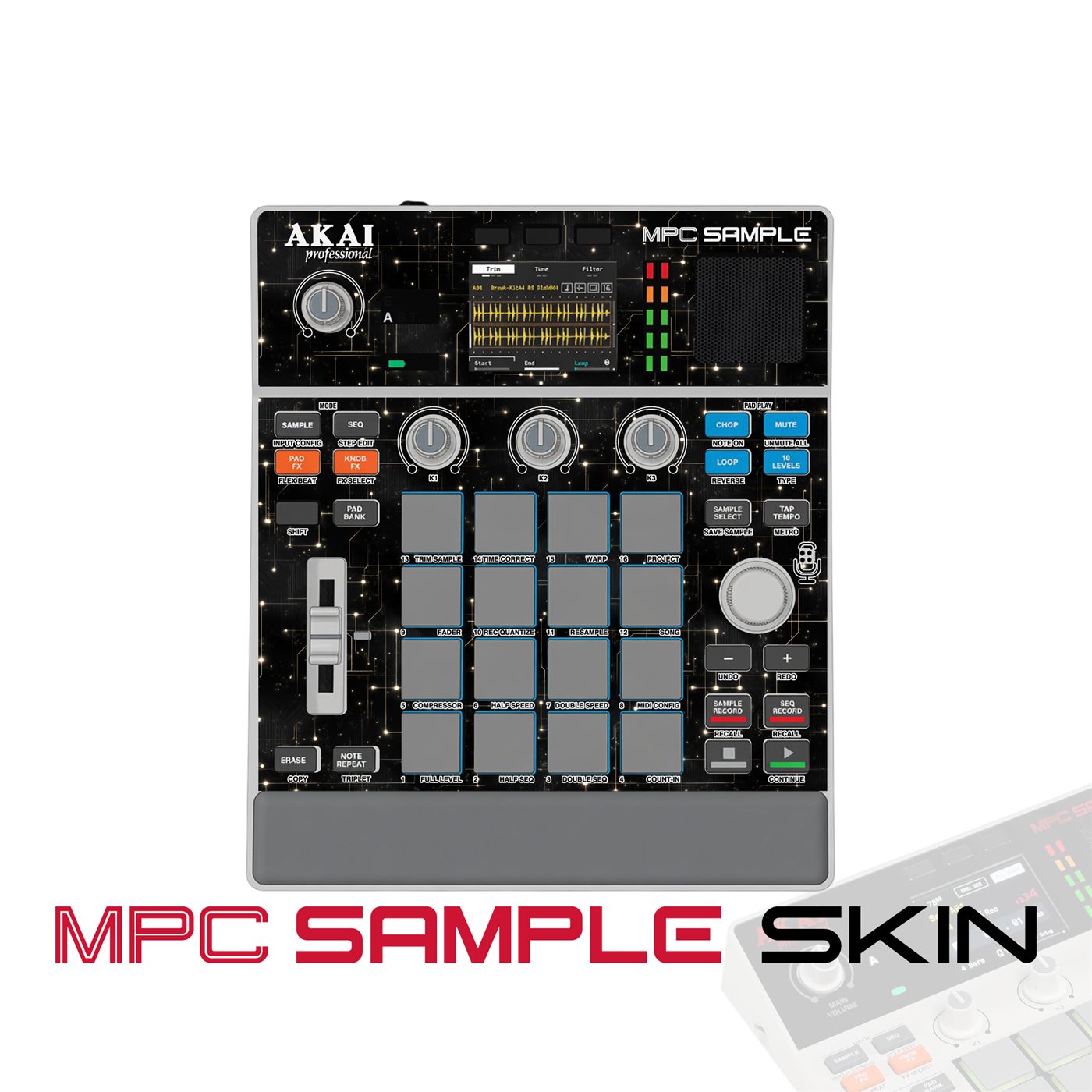 Gold Galaxy vinyl skin for Akai MPC Sample