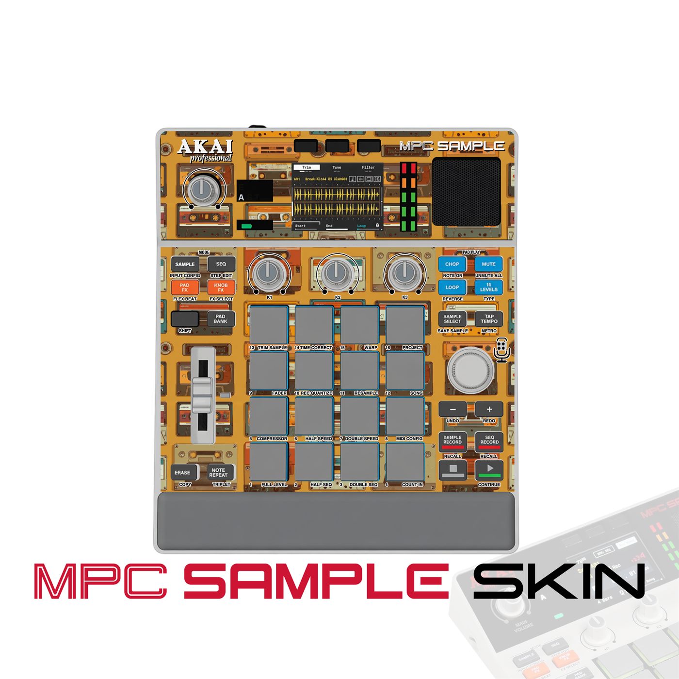 Golden Cassette Deck vinyl skin for Akai MPC Sample