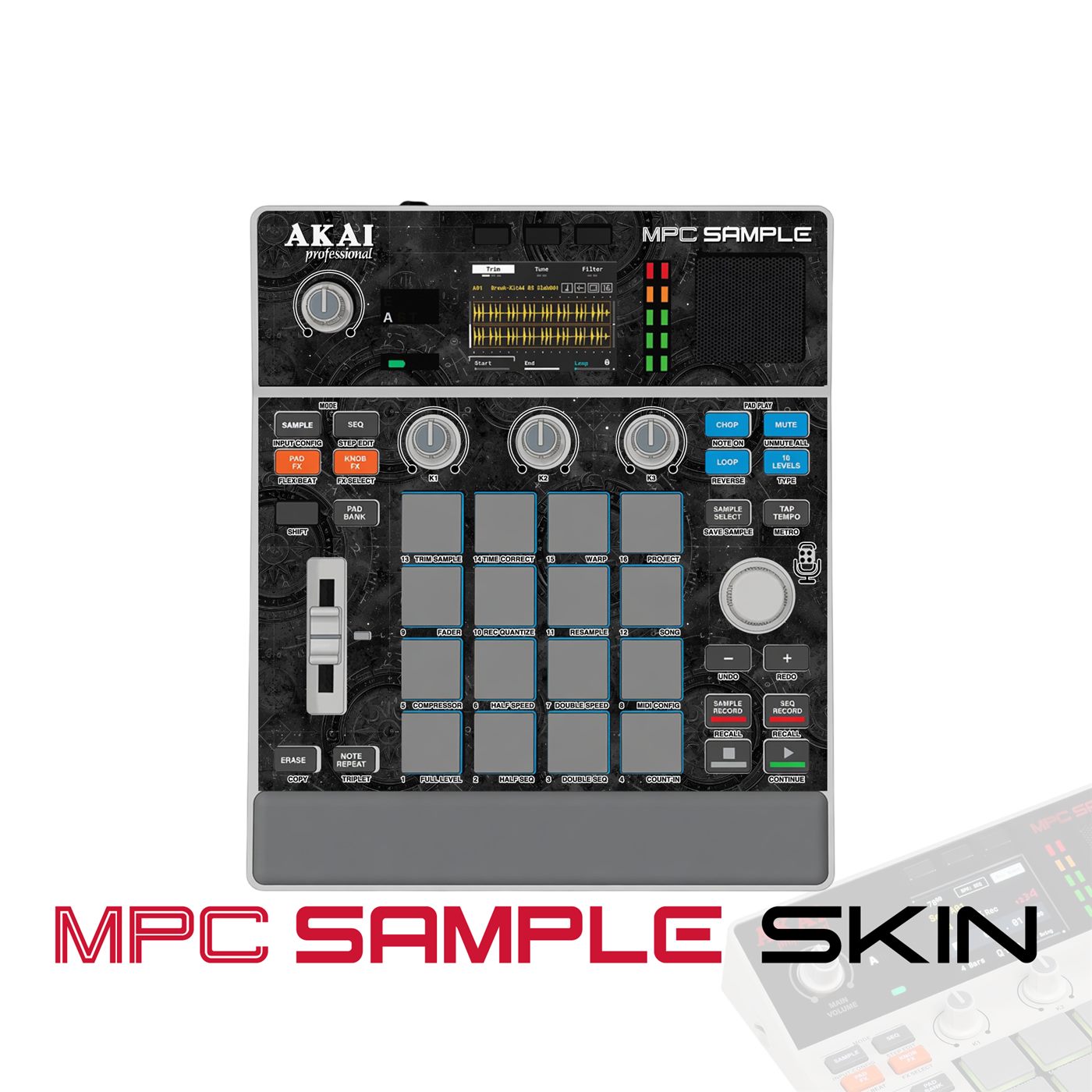Gray Glitch vinyl skin for Akai MPC Sample