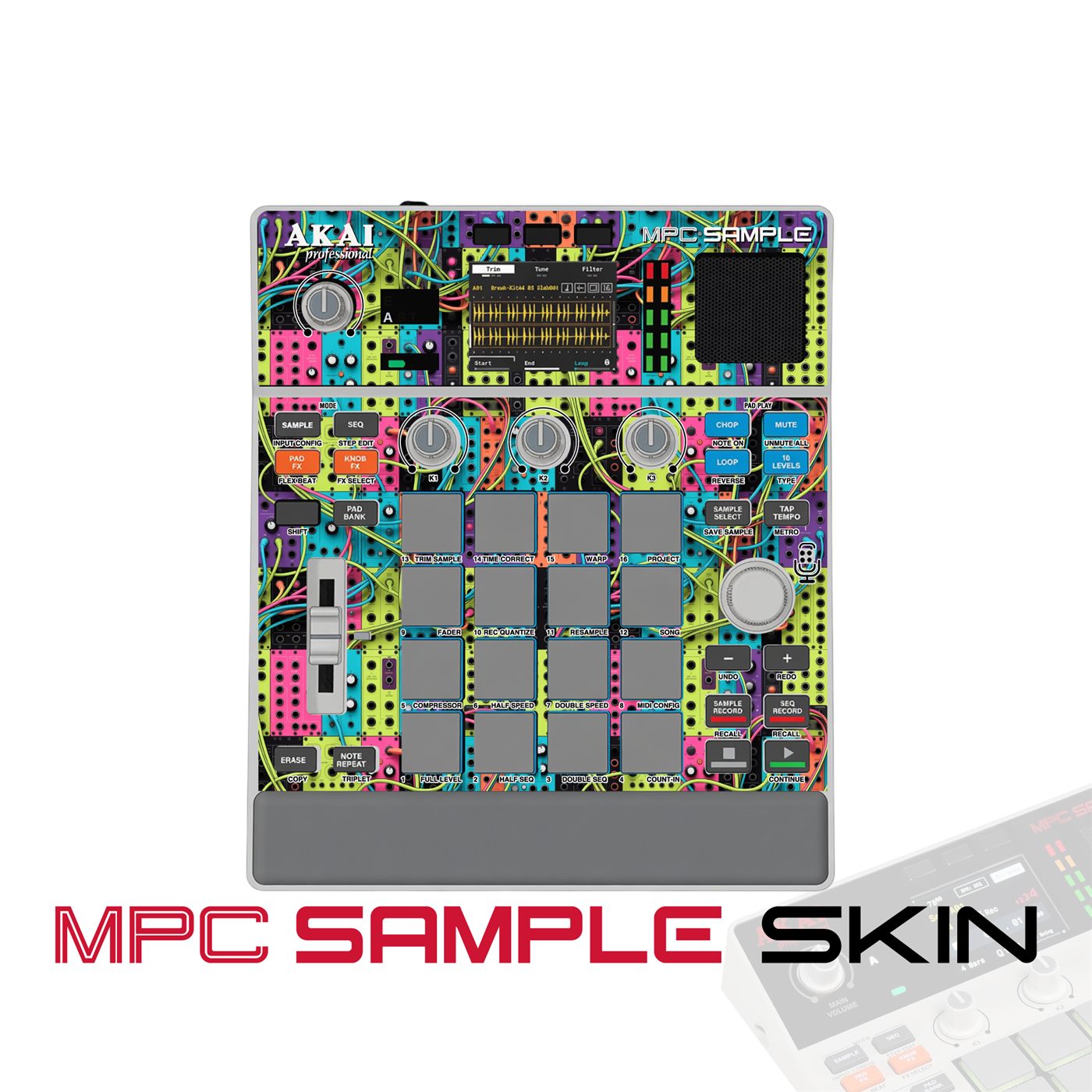 hyperwave tangle vinyl skin for Akai MPC Sample