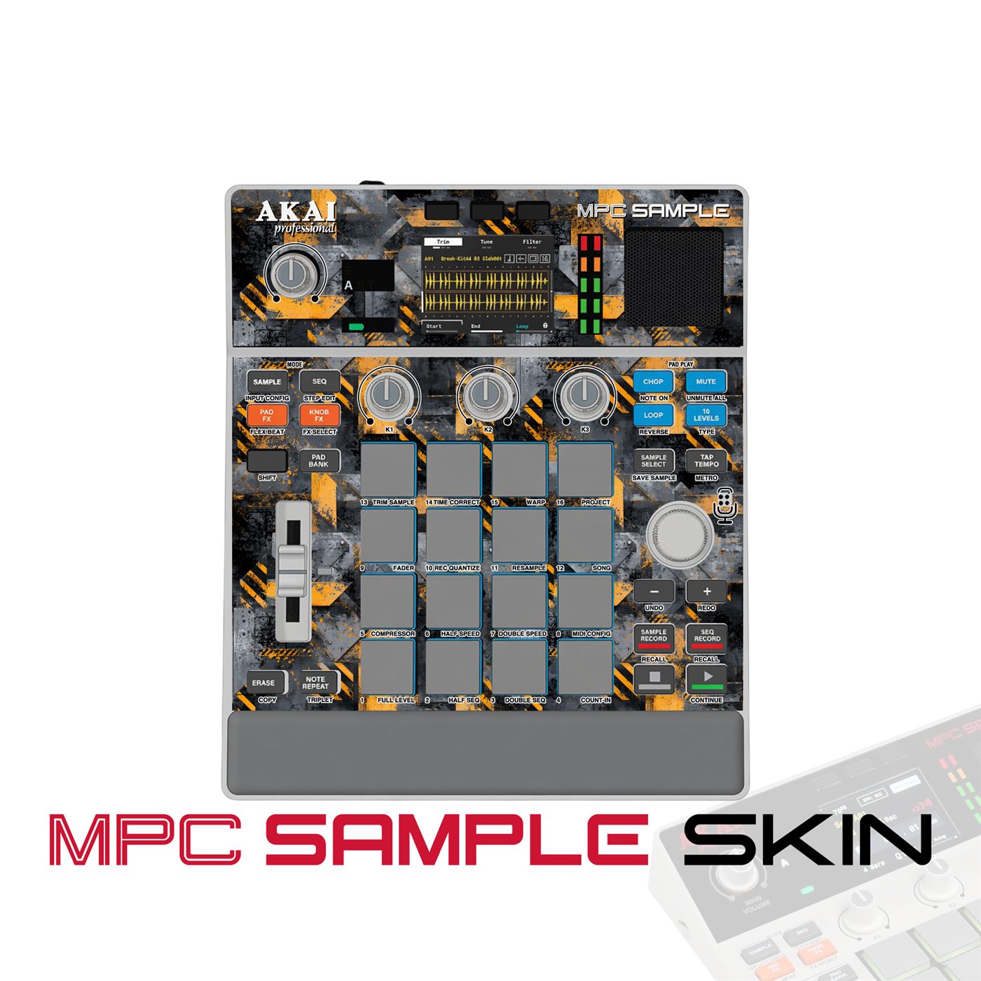 Industrial Hazard Grid vinyl skin for Akai MPC Sample