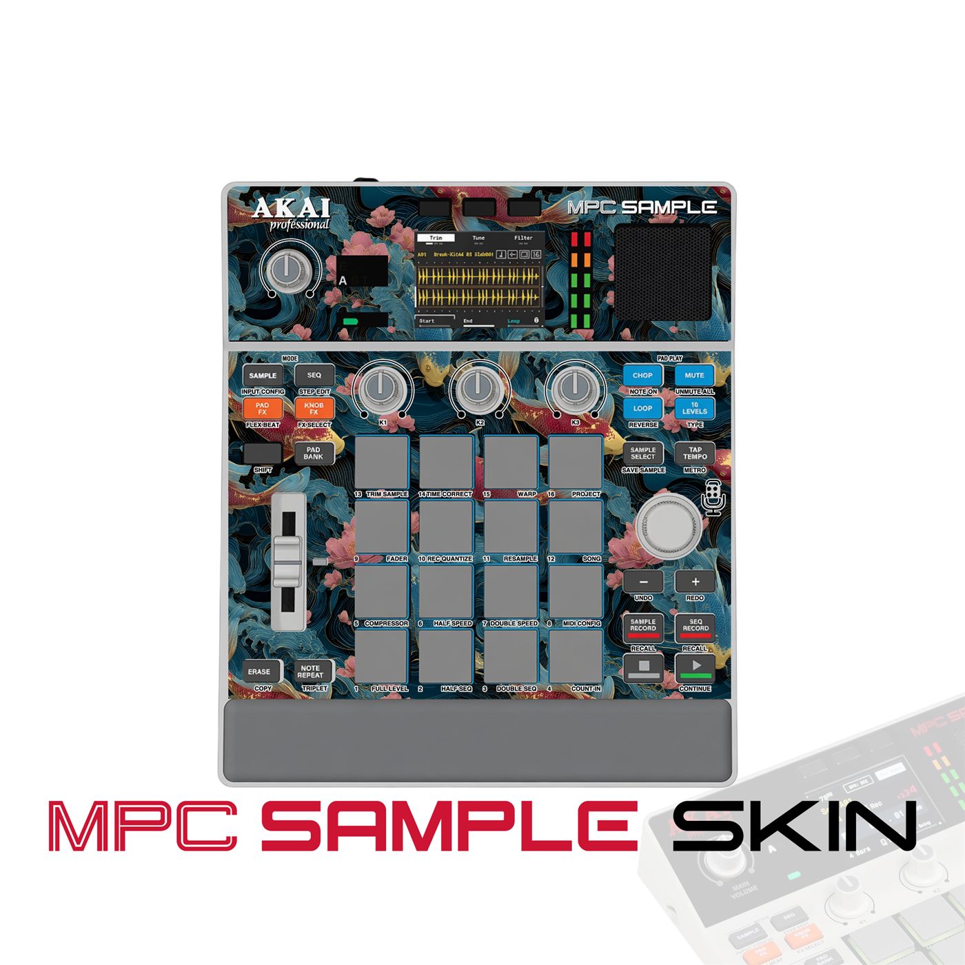 Koi Wave Bloom vinyl skin for Akai MPC Sample