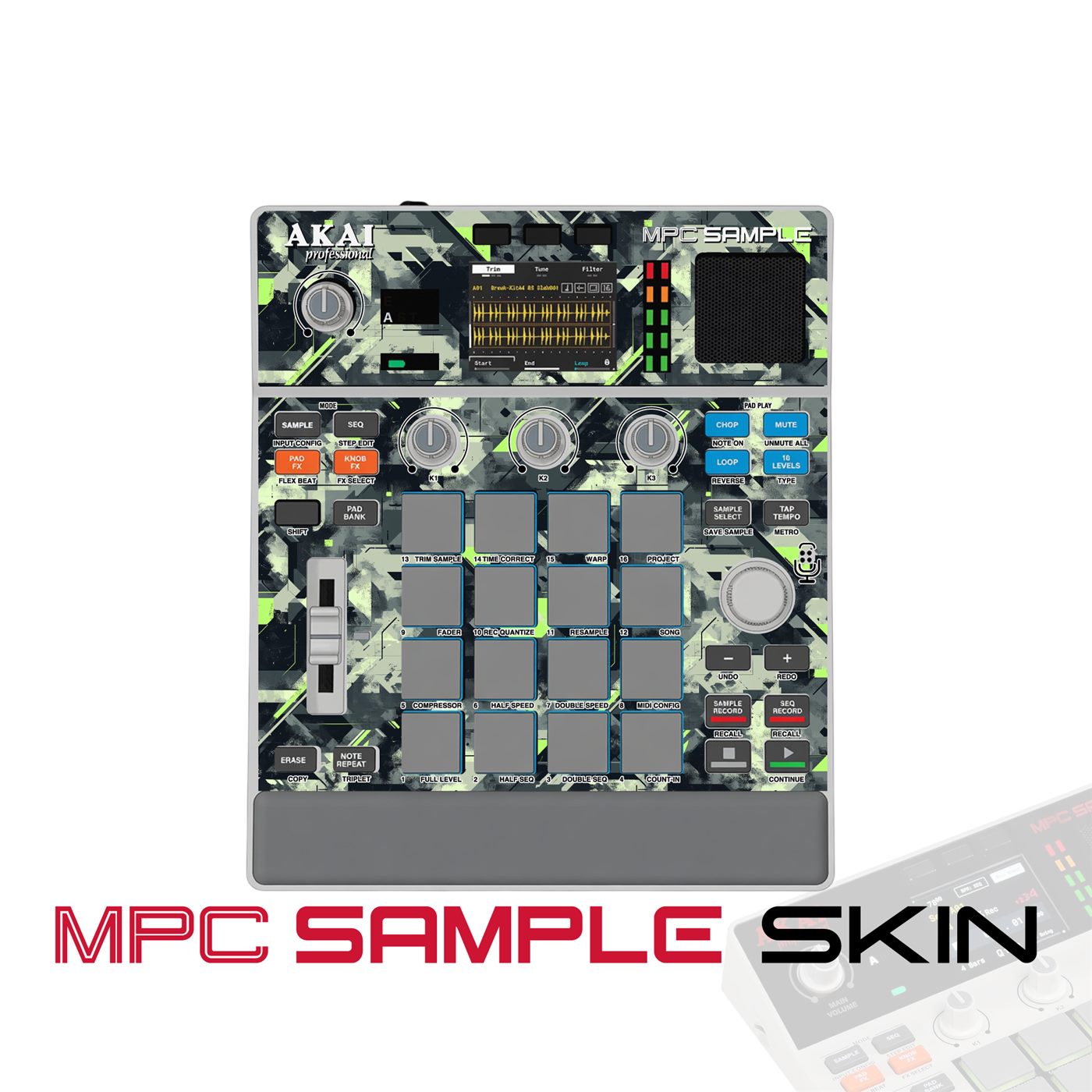Lime Geometric Static vinyl skin for Akai MPC Sample