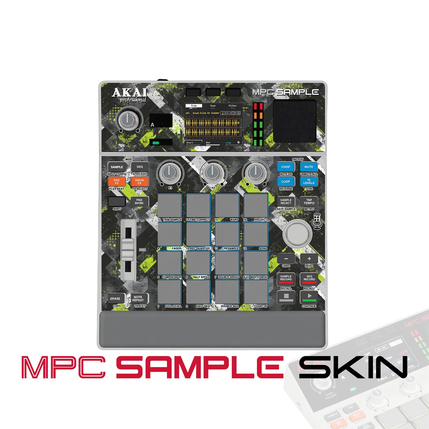 Lime Urban Camo vinyl skin for Akai MPC Sample