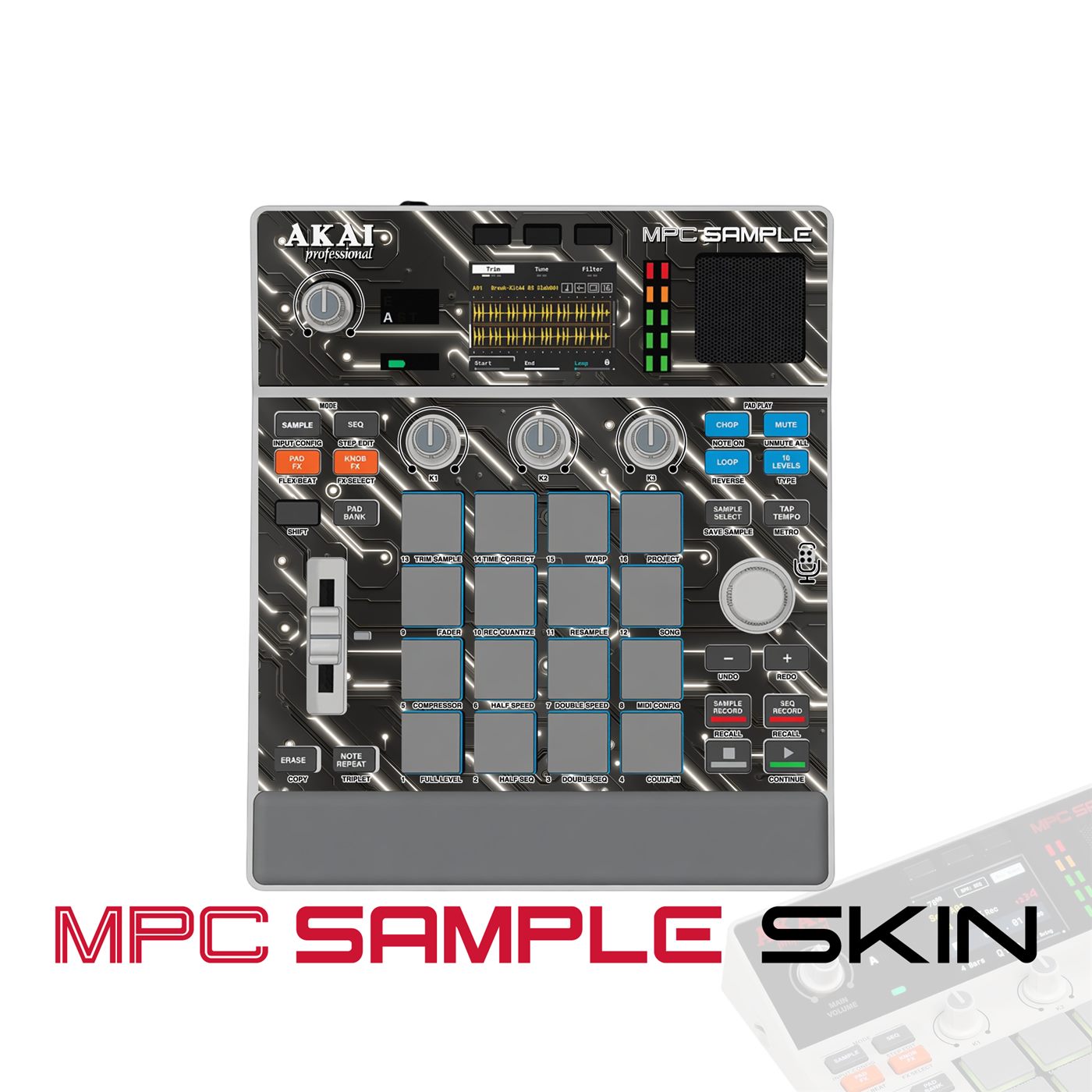 Line Glitch vinyl skin for Akai MPC Sample