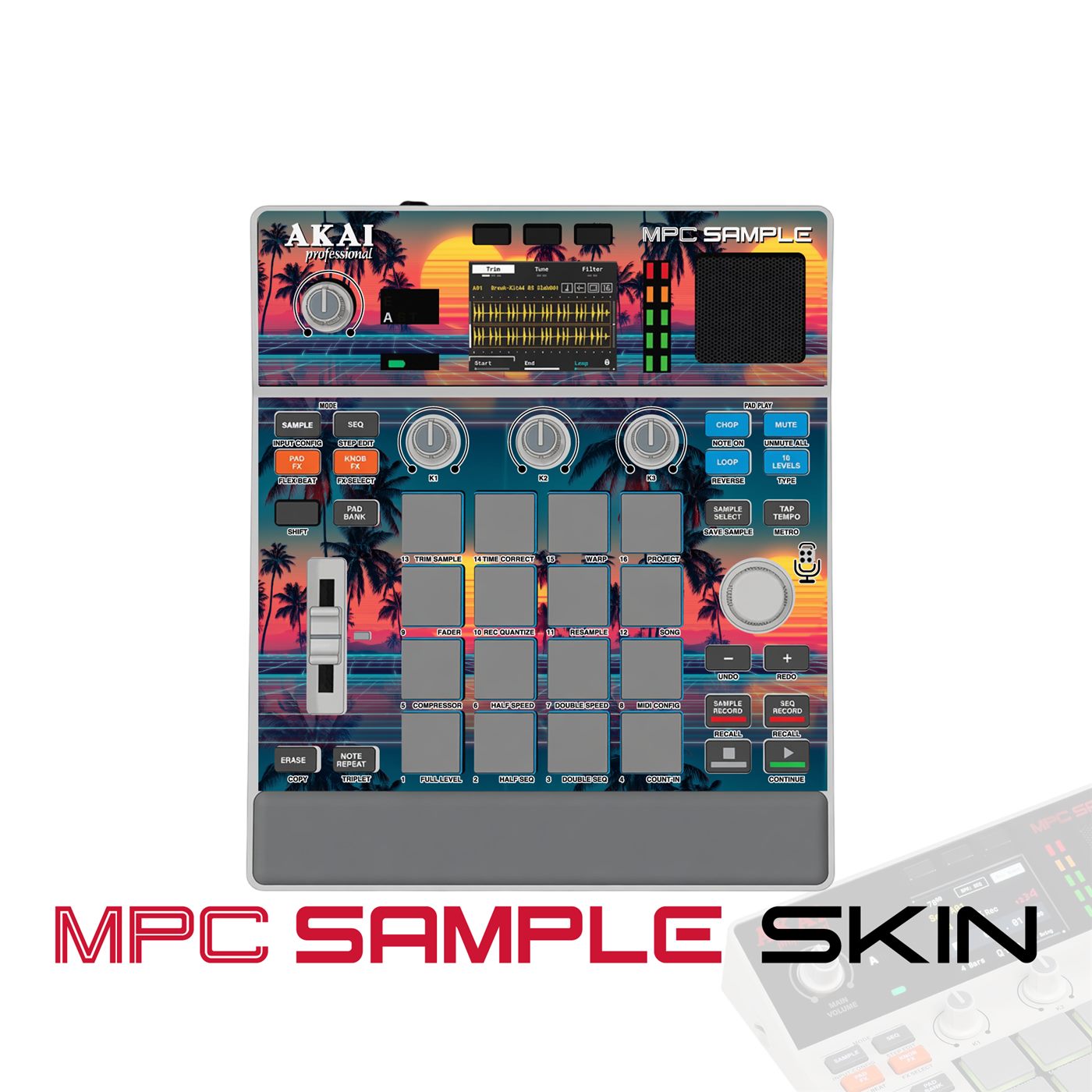 Miami Sunset Wave vinyl skin for Akai MPC Sample