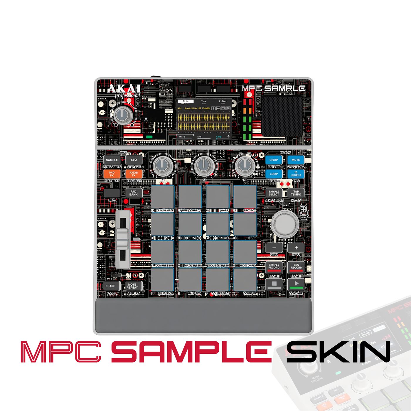 midnight circuitry vinyl skin for Akai MPC Sample