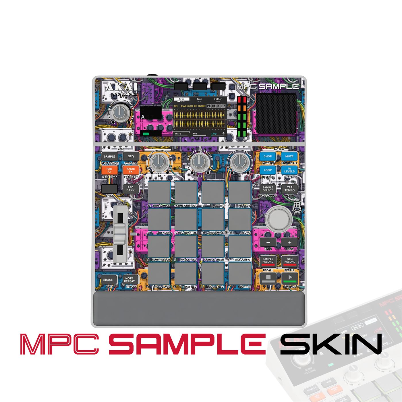 Modular Synth Chaos vinyl skin for Akai MPC Sample