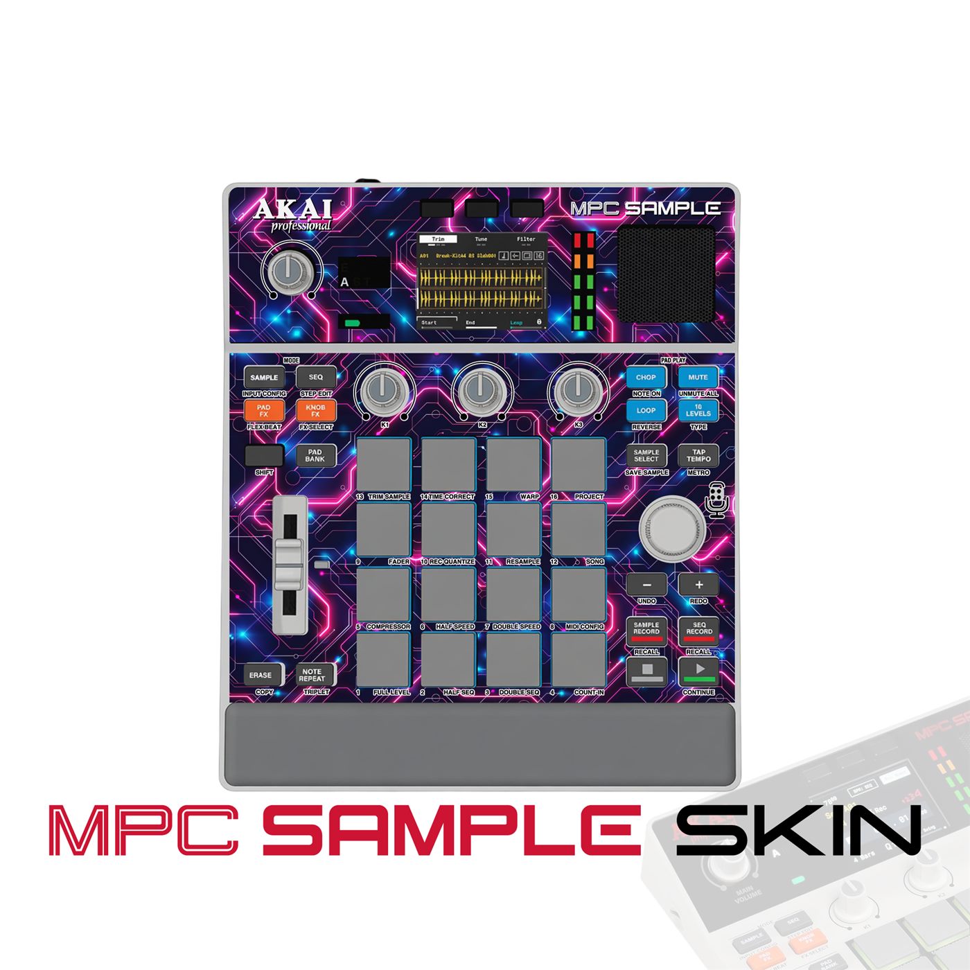 Neon Circuit Rush vinyl skin for Akai MPC Sample