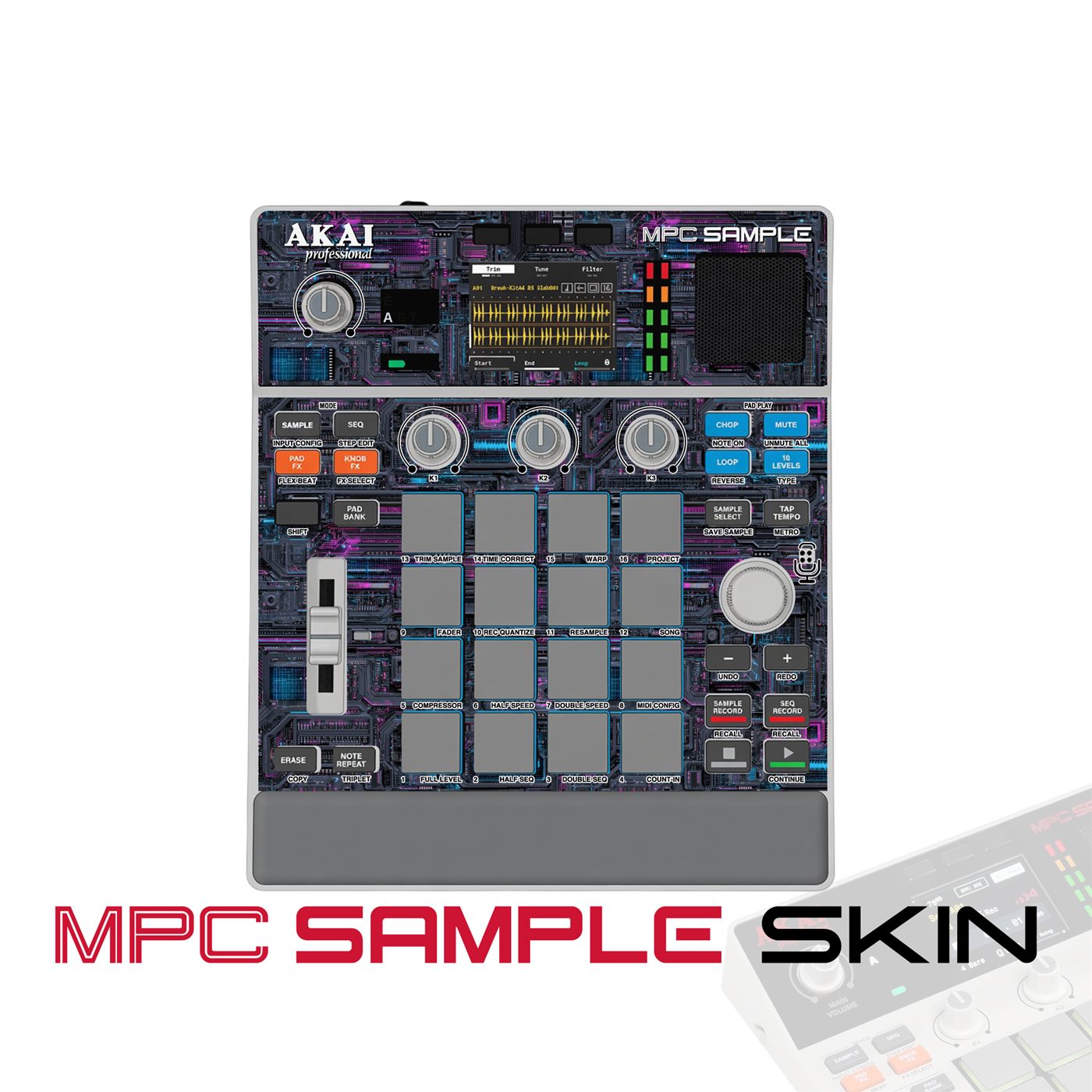 Neon Circuit vinyl skin for Akai MPC Sample