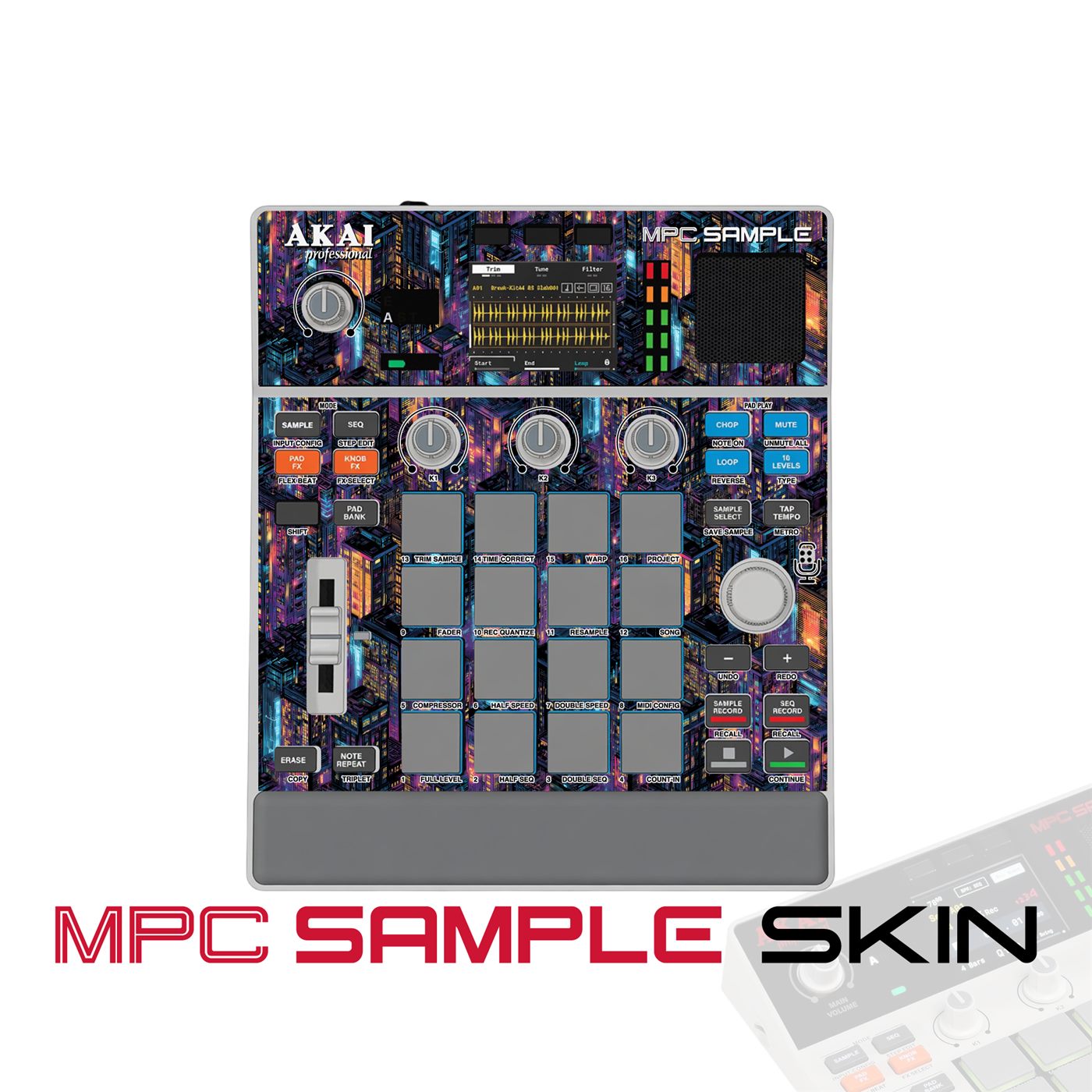 Neon Cityscape vinyl skin for Akai MPC Sample