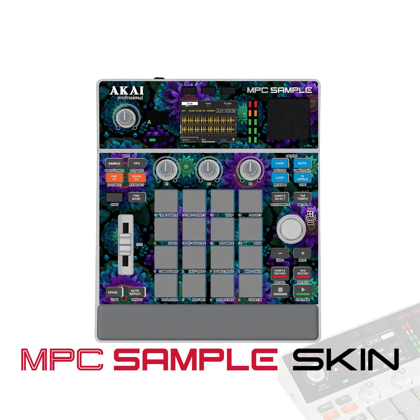 Neon Floral Bloom vinyl skin for Akai MPC Sample