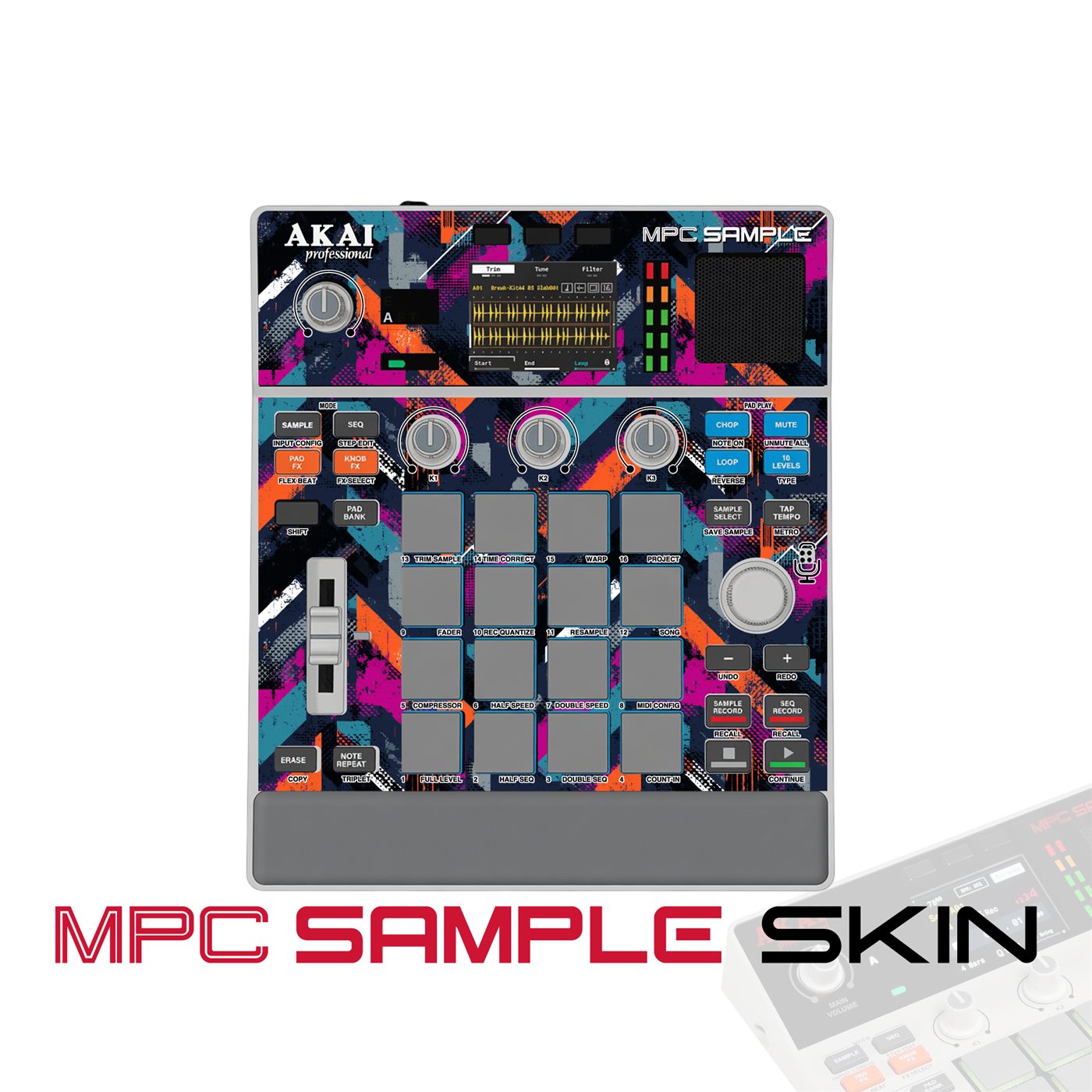 Neon Geo Clash vinyl skin for Akai MPC Sample