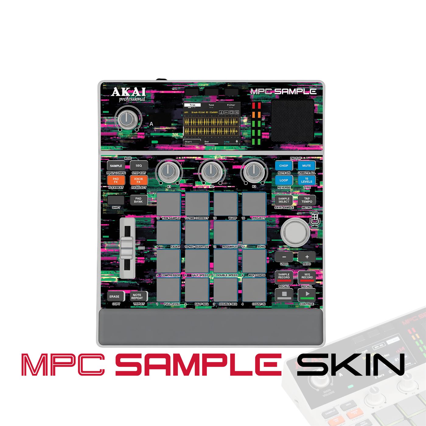 Neon Glitch Signal vinyl skin for Akai MPC Sample