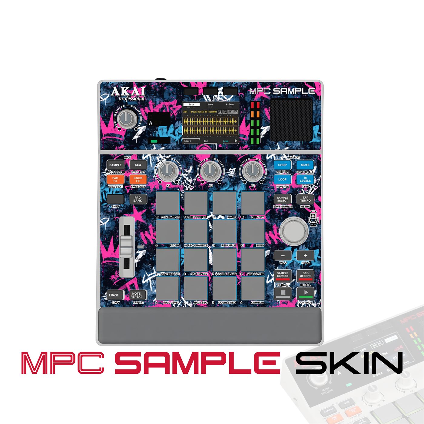 Neon Graffiti Pop vinyl skin for Akai MPC Sample