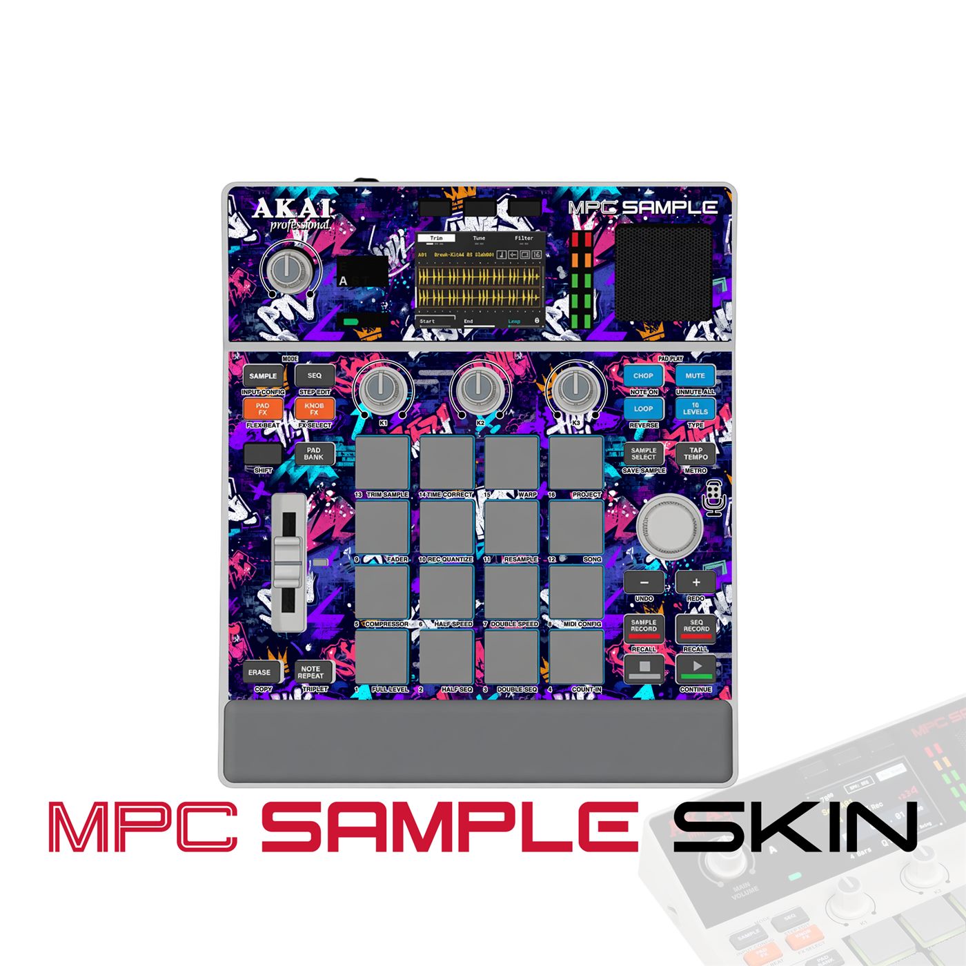 Neon Graffiti Rush vinyl skin for Akai MPC Sample