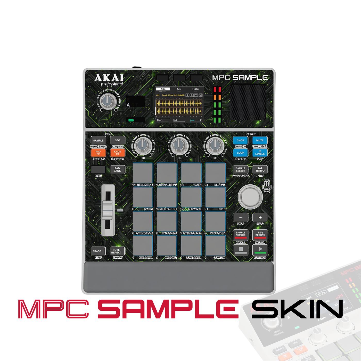 Neon Green vinyl skin for Akai MPC Sample