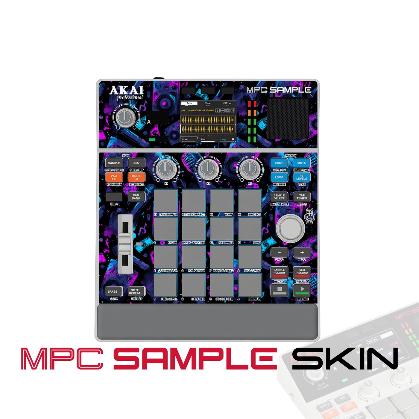 Neon Music Nights vinyl skin for Akai MPC Sample